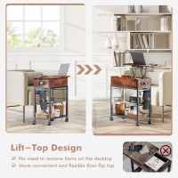 Colima Lift Top End Table With Charging Station And Wheels Sofa Side Table With Usb Port Ac Outlets Movable Bedside Nightsta