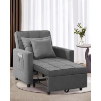 Xspracer [Updated] Convertible Chair Bed, Sleeper Chair Bed 3 In 1, Stepless Adjustable Backrest, Armchair, Sofa, Bed, Fleece, Dark Gray, Single One