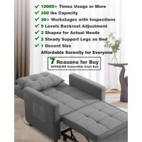 Xspracer [Updated] Convertible Chair Bed, Sleeper Chair Bed 3 In 1, Stepless Adjustable Backrest, Armchair, Sofa, Bed, Fleece, Dark Gray, Single One