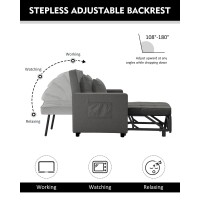 Xspracer [Updated] Convertible Chair Bed, Sleeper Chair Bed 3 In 1, Stepless Adjustable Backrest, Armchair, Sofa, Bed, Fleece, Dark Gray, Single One