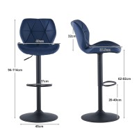 Ofcasa Bar Stools 360 Swivel Height Adjustable Barstools With Backrest And Footrest, Pu Leather Counter Stools For Kitchen, Dining Room, Bar (Blue 2Pcs/Set)