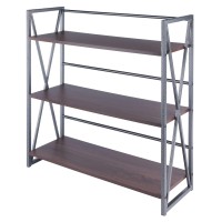 Winsome Wood Isa 3-Tier Shelf, Graphite and Walnut