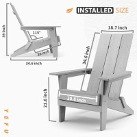 YEFU Folding Modern Adirondack Chair Plastic, 1s Expand/Store Upgrade Unlocked Weather-Resistant, Poly Lumber Outdoor Chairs Stacked, Widely Used in Outside Patio, Lawn, Deck, Garden Chairs (Grey)