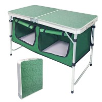 Camp Field Camping Table With Adjustable Legs For Beach, Backyards, Bbq, Party And Picnic Table(Green)