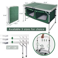 Camp Field Camping Table With Adjustable Legs For Beach, Backyards, Bbq, Party And Picnic Table(Green)