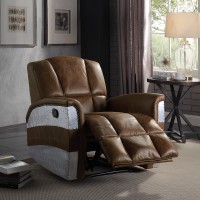 AcME Brancaster Power Recliner in Retro Brown Top grain Leather & Aluminum 59718(D0102H7F4SP)