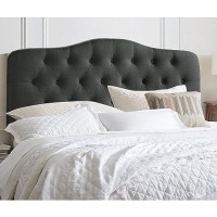 Rosevera Givanna Adjustable Heigh Headboard With Linen Upholstery And Button Tufting For Bedroom, Full, Charcoal