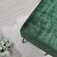 Warmaxx Dark Green Velvet Tufted Ottoman Entryway Bench 19.5