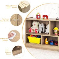 Costzon Toy Storage Organizer For Kids, 5-Section School Classroom Storage Cabinet For Organizing Books Toys, Wooden Bookshelf Daycare Furniture For Playroom Kids Room Nursery Kindergarten (Natural)