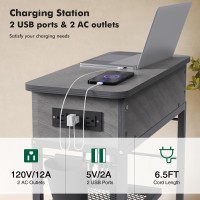 Colima Lift Top End Table With Charging Station And Wheels Sofa Side Table With Usb Port Ac Outlets Movable Bedside Nightsta