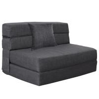 Nigoone Convertible Sleeper Chair Bed With Pillow Memory Foam Fold Sofa Bed Couch Twin Size Futon Lazy Guest Beds, Dark Gray