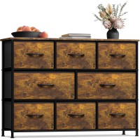Sorbus 8 Rustic Drawers Dresser - Chest Organizer Unit With Steel Frame Wood Top & Handle Easy Pull Fabric Bins For Clothes - Wide Storage Furniture For Bedroom Hallway, Living Room & Closet