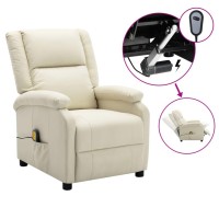vidaXL Electric Massage Recliner White Faux Leather