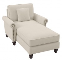 Bush Furniture Coventry Chaise Lounge With Arms, Cream Herringbone