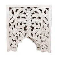 The Urban Port Wooden End Table With Floral Cut Out Design, Set Of 2