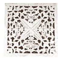 The Urban Port Wooden End Table With Floral Cut Out Design, Set Of 2