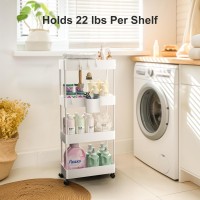 Pipishell Slim Storage Cart With Wheels 4 Tier Bathroom Storage Organizer Rolling Utility Cart For Bathroom Kitchen Laundry Roo