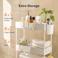 Pipishell Slim Storage Cart With Wheels 4 Tier Bathroom Storage Organizer Rolling Utility Cart For Bathroom Kitchen Laundry Roo