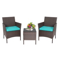 Paylesshere 3Piece Outdoor Wicker Conversation Bistro Set Outdoor Patio Porch Furniture Sets For Yard Garden With 2 Pe Rattan