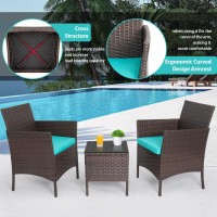 Paylesshere 3Piece Outdoor Wicker Conversation Bistro Set Outdoor Patio Porch Furniture Sets For Yard Garden With 2 Pe Rattan