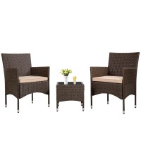 Paylesshere 3Piece Outdoor Wicker Conversation Bistro Set Outdoor Patio Porch Furniture Sets For Yard Garden With 2 Pe Rattan