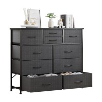 Lumtok 10Drawer Dresser Fabric Storage Dressers For Bedroom Hallway Nursery Closets Steel Frame Wood Top Easy Pull Handl