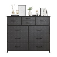 Lumtok 10Drawer Dresser Fabric Storage Dressers For Bedroom Hallway Nursery Closets Steel Frame Wood Top Easy Pull Handl