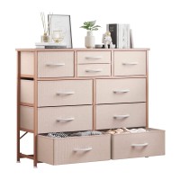 Lumtok 10Drawer Dresser Fabric Storage Dressers Drawers For Bedroom Hallway Nursery Closets Steel Frame Wood Top Easy Pu