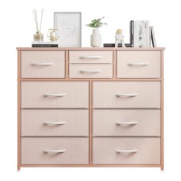 Lumtok 10Drawer Dresser Fabric Storage Dressers Drawers For Bedroom Hallway Nursery Closets Steel Frame Wood Top Easy Pu