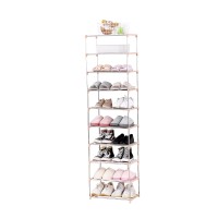 Jucaifu Stackable Small Shoe Rack Entryway Hallway And Closet Space Saving Storage And Organization 10Tier Pink