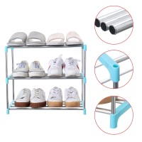 Jucaifu Stackable Small Shoe Rack Entryway Hallway And Closet Space Saving Storage And Organization 3Tier Blue