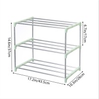 Jucaifu Stackable Small Shoe Rack Entryway Hallway And Closet Space Saving Storage And Organization 3Tier Green