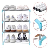 Jucaifu Stackable Small Shoe Rack Entryway Hallway And Closet Space Saving Storage And Organization 4Tier Blue