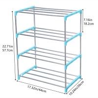 Jucaifu Stackable Small Shoe Rack Entryway Hallway And Closet Space Saving Storage And Organization 4Tier Blue