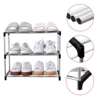 Jucaifu Stackable Small Shoe Rack Entryway Hallway And Closet Space Saving Storage And Organization 3Tier Black