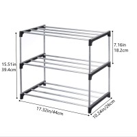 Jucaifu Stackable Small Shoe Rack Entryway Hallway And Closet Space Saving Storage And Organization 3Tier Black