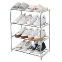 Jucaifu Stackable Small Shoe Rack Entryway Hallway And Closet Space Saving Storage And Organization 4Tier Green