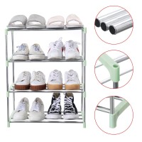 Jucaifu Stackable Small Shoe Rack Entryway Hallway And Closet Space Saving Storage And Organization 4Tier Green