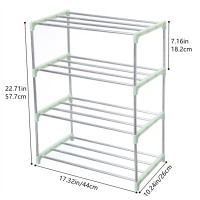 Jucaifu Stackable Small Shoe Rack Entryway Hallway And Closet Space Saving Storage And Organization 4Tier Green