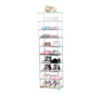 Jucaifu Stackable Small Shoe Rack Entryway Hallway And Closet Space Saving Storage And Organization 10Tier Blue