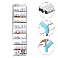 Jucaifu Stackable Small Shoe Rack Entryway Hallway And Closet Space Saving Storage And Organization 10Tier Blue