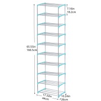 Jucaifu Stackable Small Shoe Rack Entryway Hallway And Closet Space Saving Storage And Organization 10Tier Blue