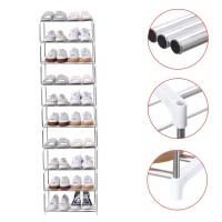 Jucaifu Stackable Small Shoe Rack Entryway Hallway And Closet Space Saving Storage And Organization 10Tier White