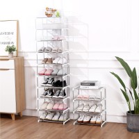 Jucaifu Stackable Small Shoe Rack Entryway Hallway And Closet Space Saving Storage And Organization 10Tier White