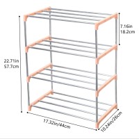 Jucaifu Stackable Small Shoe Rack Entryway Hallway And Closet Space Saving Storage And Organization 4Tier Pink