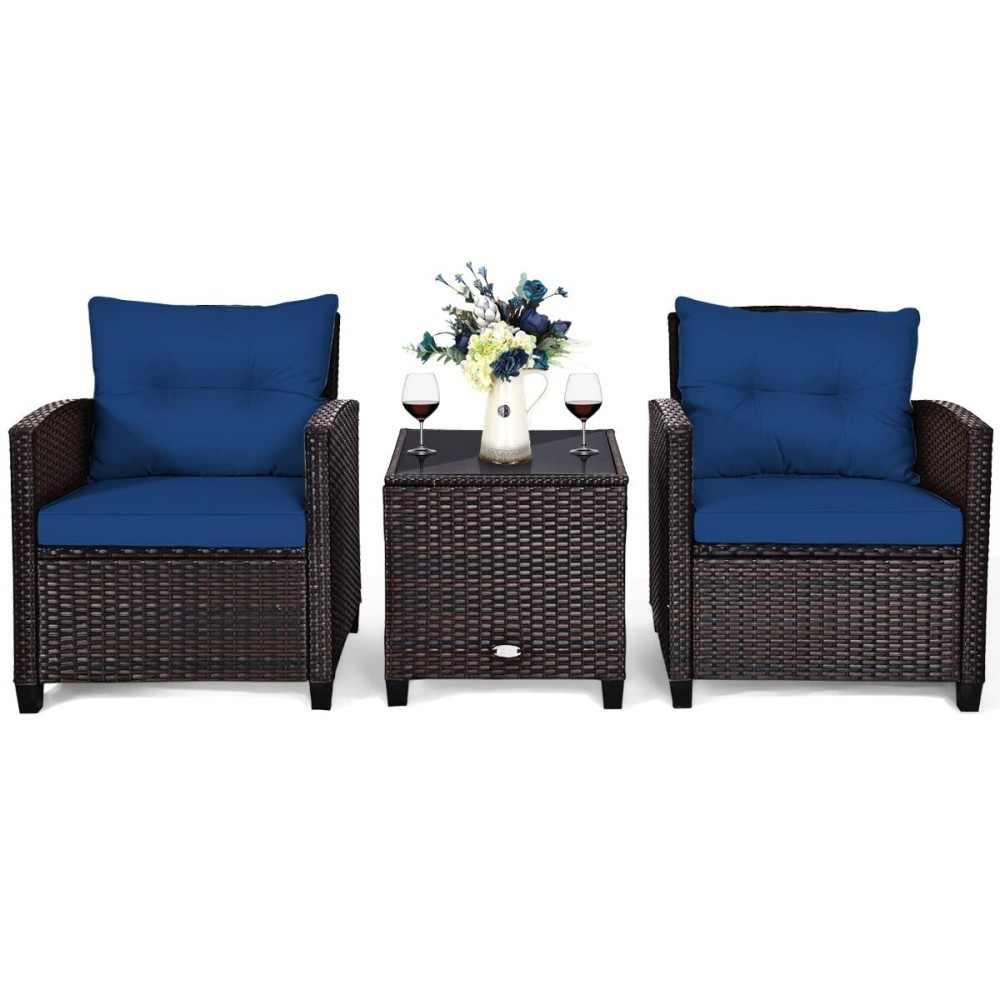 3 Pcs Patio Furniture Set Onesize Navy