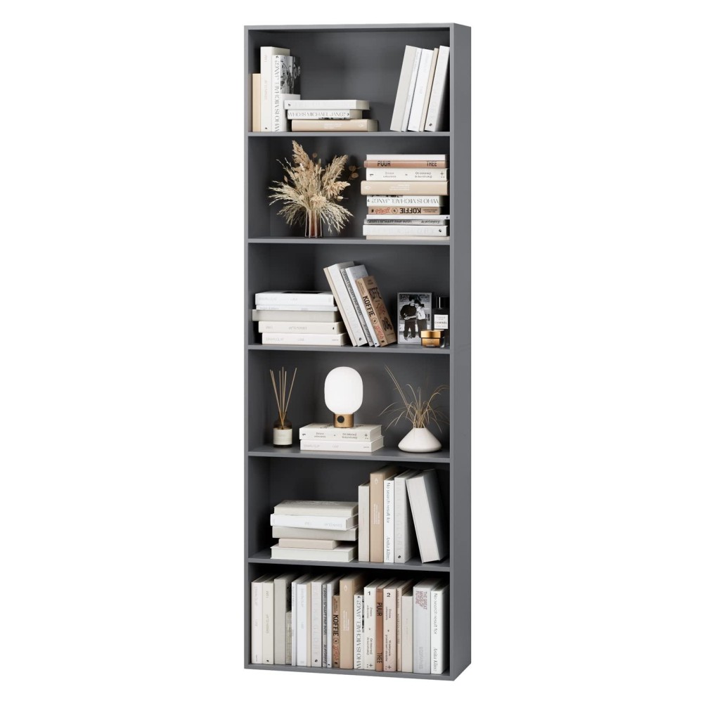 Fotosok 6Tier Open Bookcase And Bookshelf Freestanding Display Storage Shelves Tall Bookcase For Bedroom Living Room And Offi