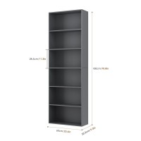 Fotosok 6Tier Open Bookcase And Bookshelf Freestanding Display Storage Shelves Tall Bookcase For Bedroom Living Room And Offi