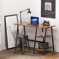 Shw Trestle Home Office Computer Desk, Walnut