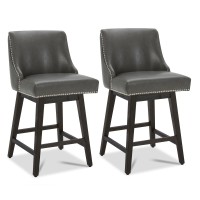 Chita Counter Height Swivel Barstools Fsc Certified 26 H Seat Height Upholstered Bar Stools Set Of 2 Faux Leather In Retro G